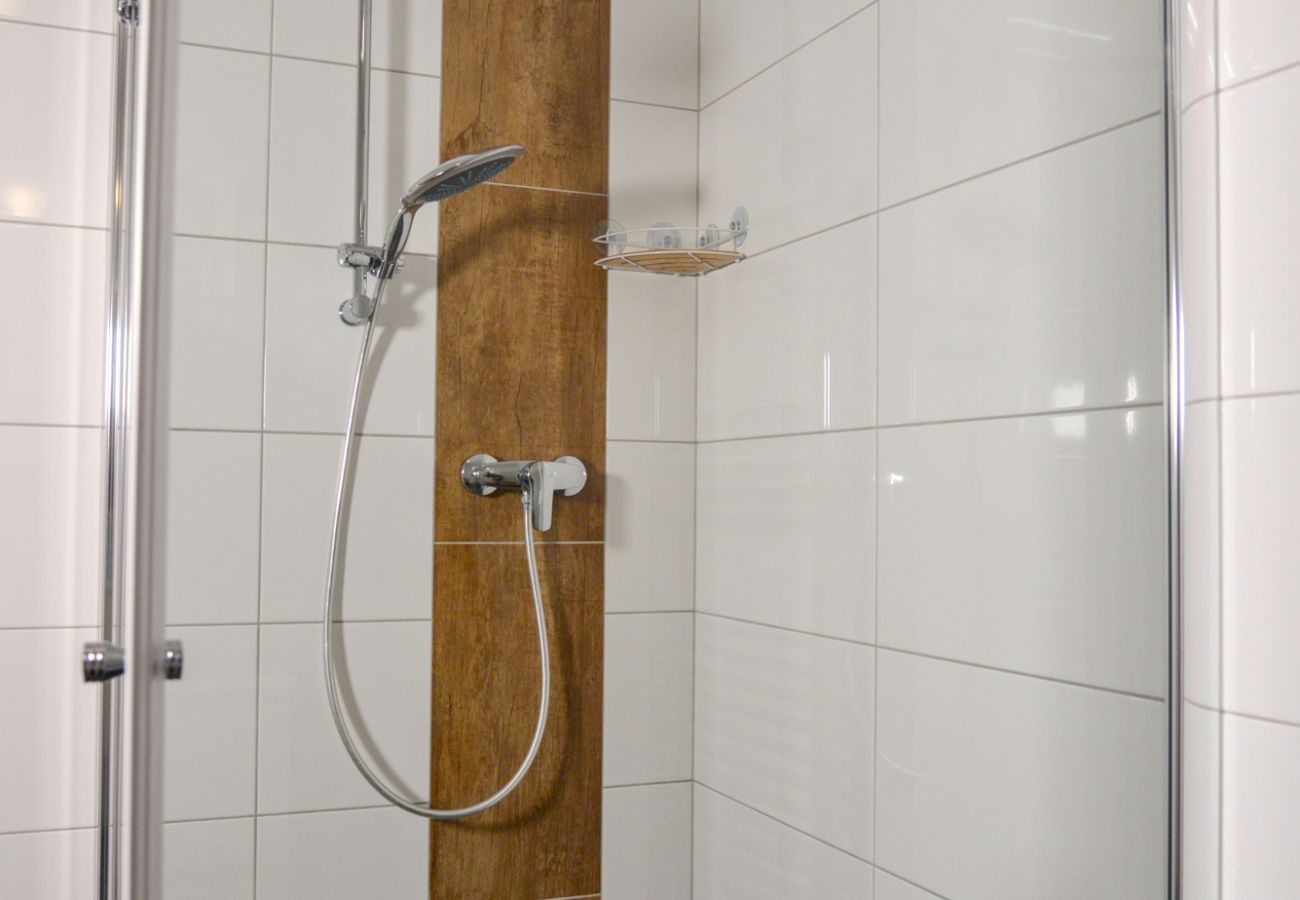 Shower in the bathroom in the holiday home Grimming Lodge Goldrute in Tauplitz