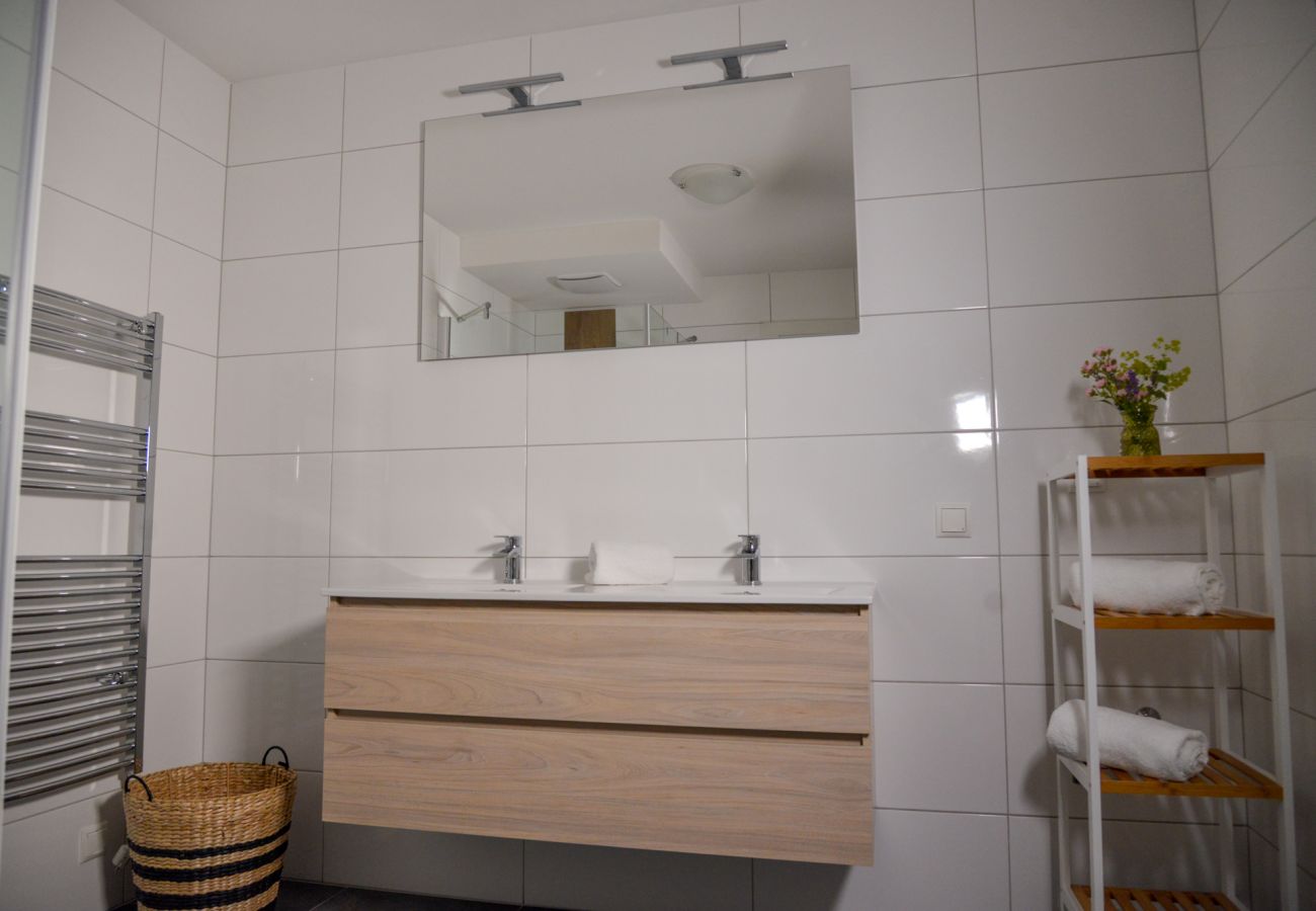 Waschbecken im Bad in der Ferienwohnung Grimming Lodge Goldrute in Tauplitz
